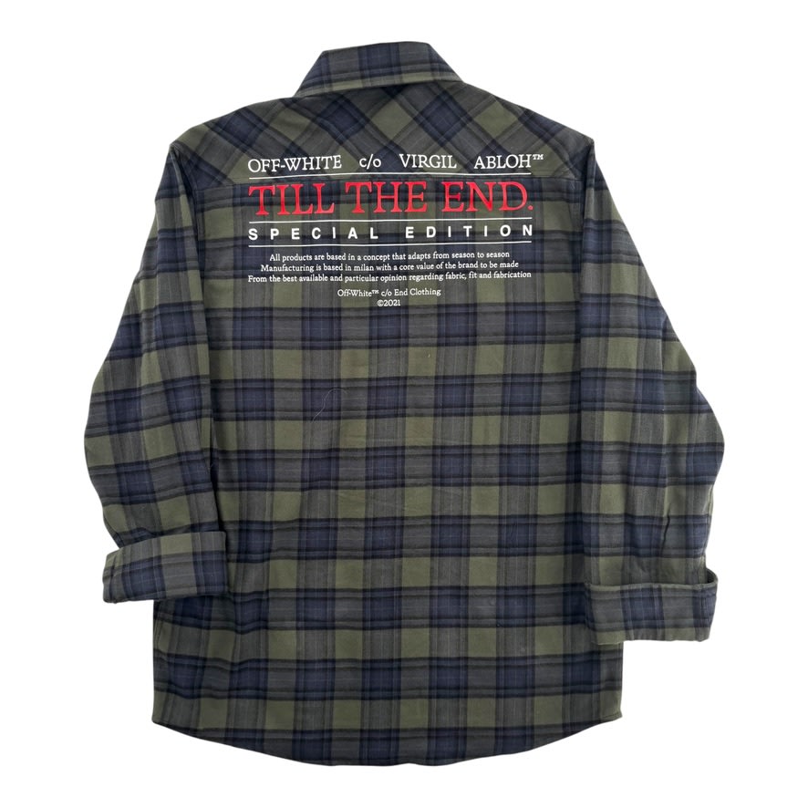 Off White Flannel Blue Green