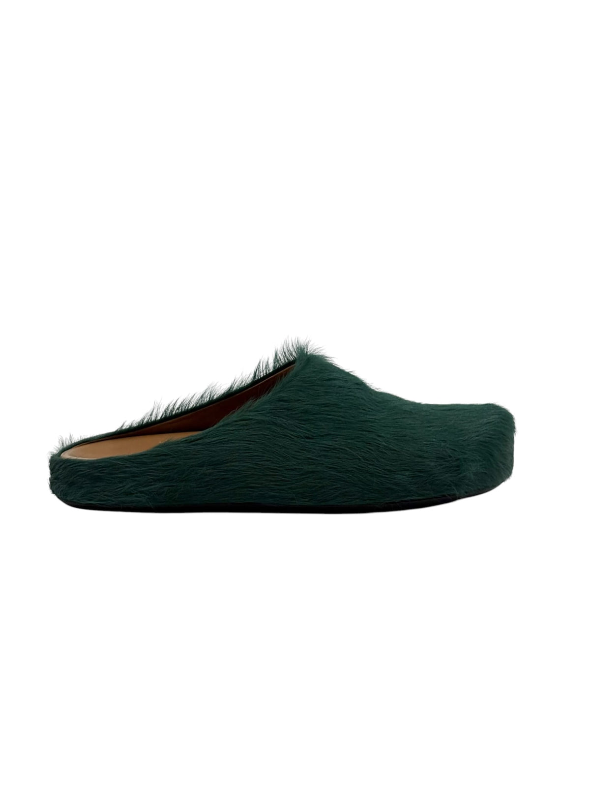 Marni Furry Slides Green