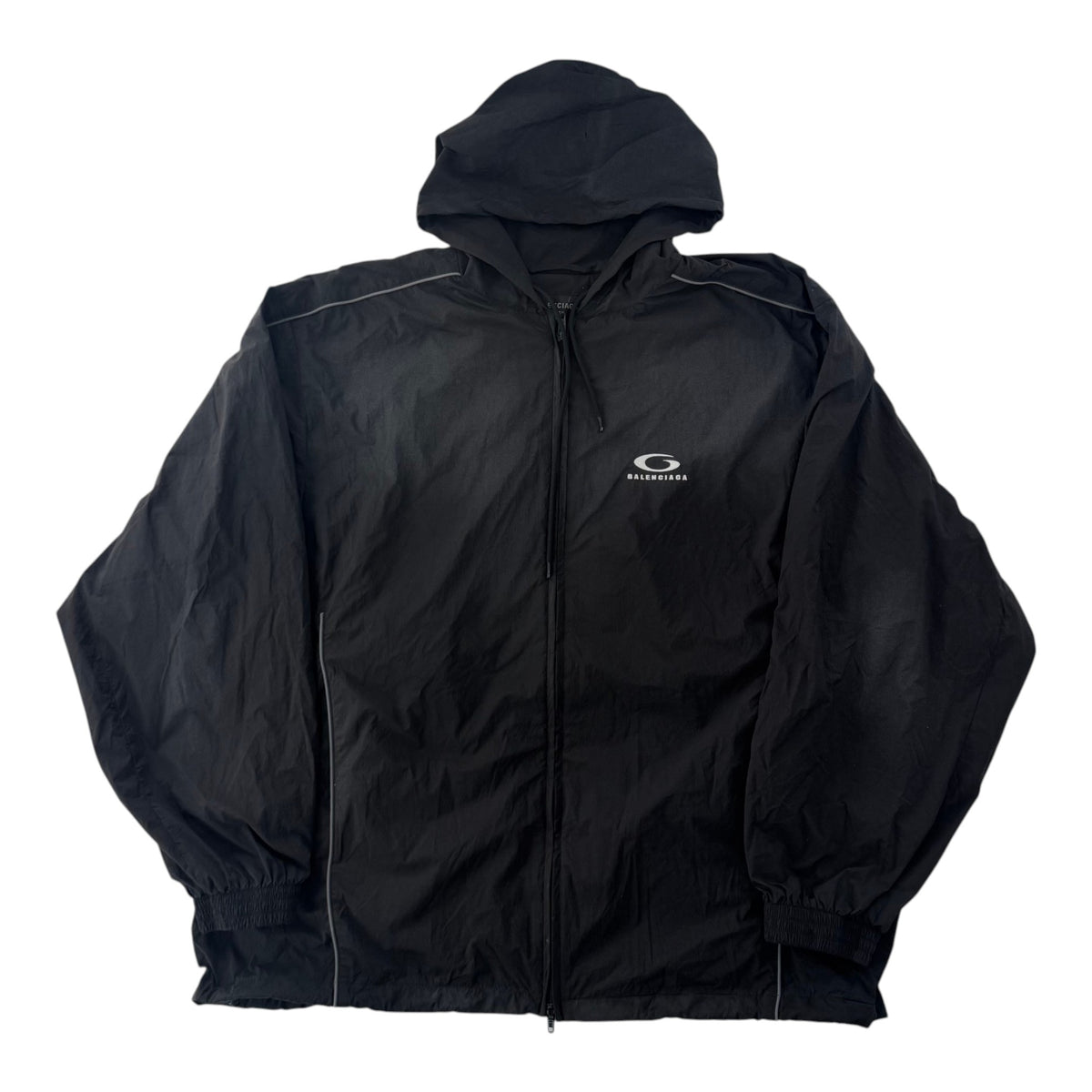Balenciaga Washed Nylon Tracksuit Jacket Black
