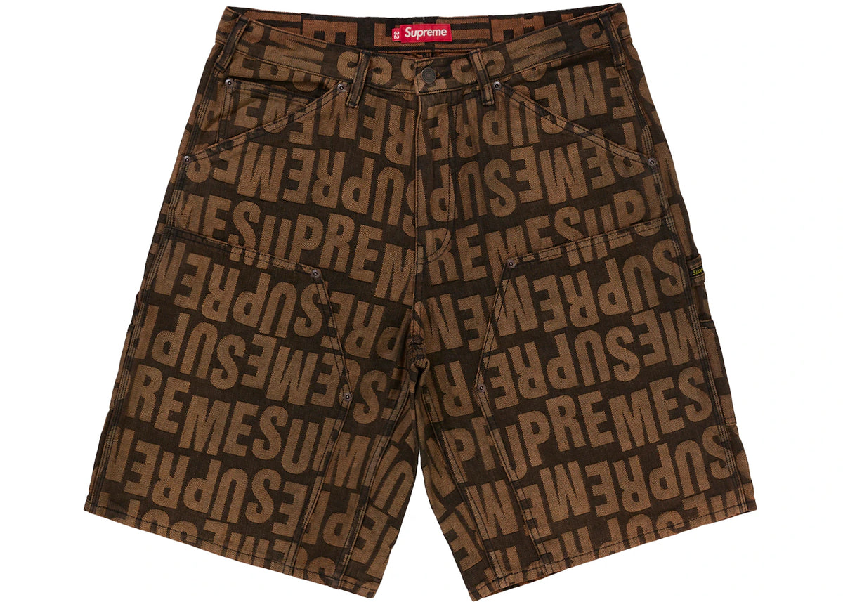 Supreme Repeat Jacquard Double Knee Denim Short Dark Brown