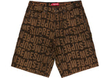 Supreme Repeat Jacquard Double Knee Denim Short Dark Brown