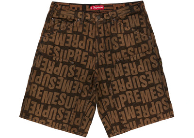 Supreme Repeat Jacquard Double Knee Denim Short Dark Brown