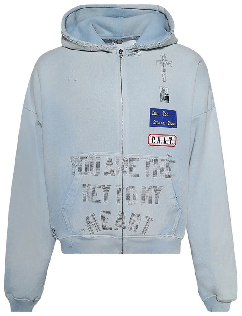 Paly Hollywood Zanucks Zip Hooded Sweatshirt Baby Blue