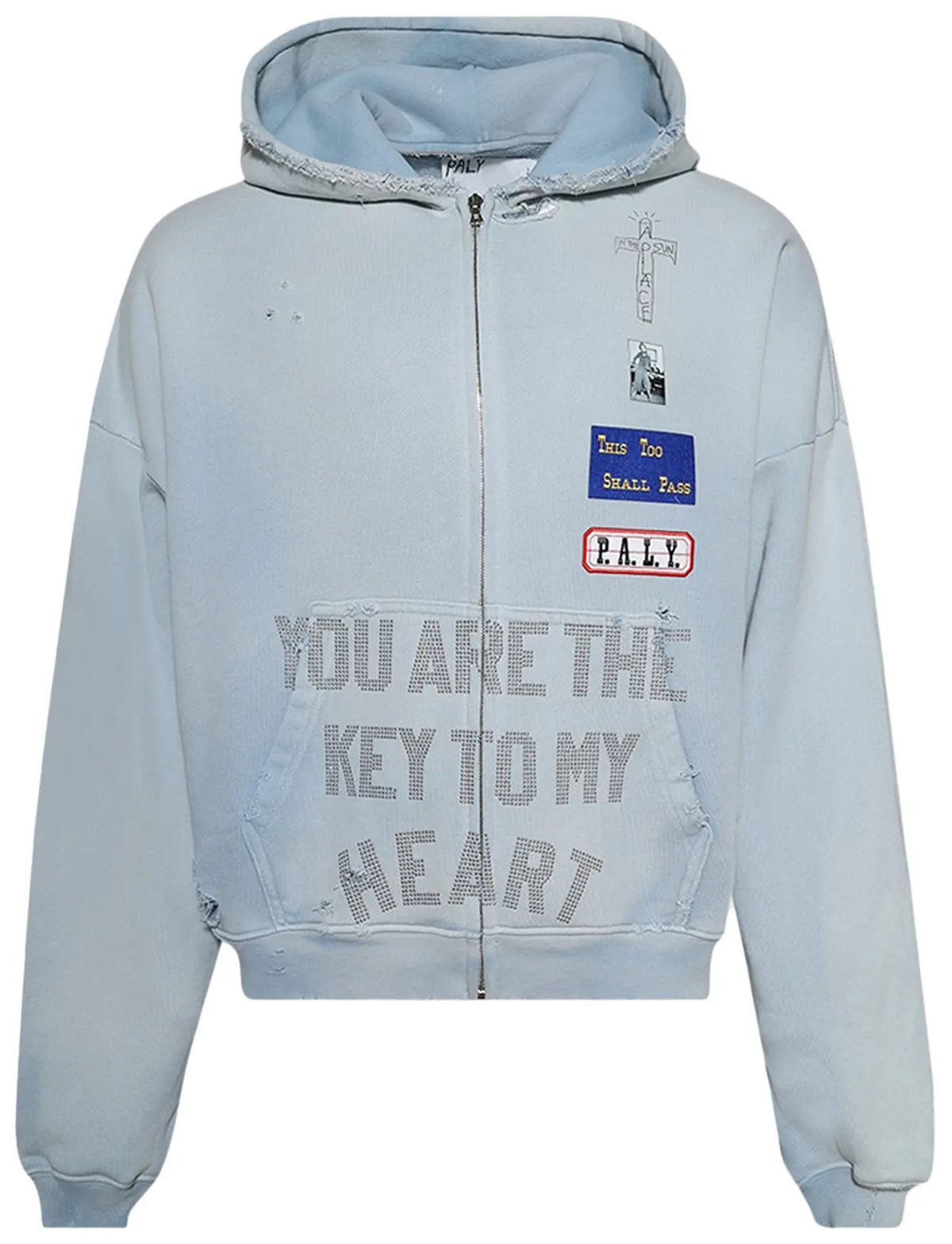 Paly Hollywood Zanucks Zip Hooded Sweatshirt Baby Blue