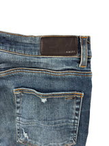 AMIRI Stonewashed Distressed Slim Cut Jeans Deep Classic Blue
