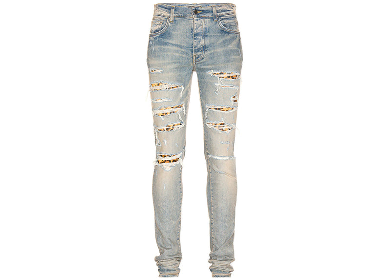 AMIRI Leopard Thrasher Skinny Fit Jeans Clay Indigo