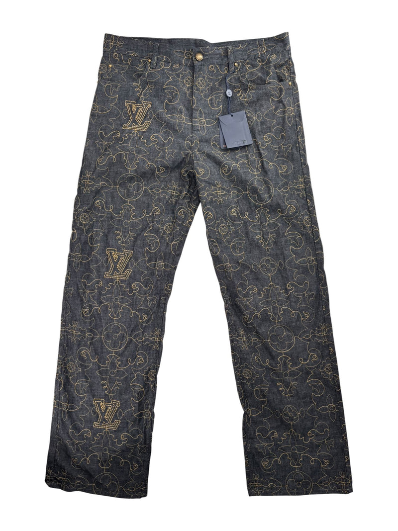 Louis Vuitton Arabesque Embroidered Denim Blue