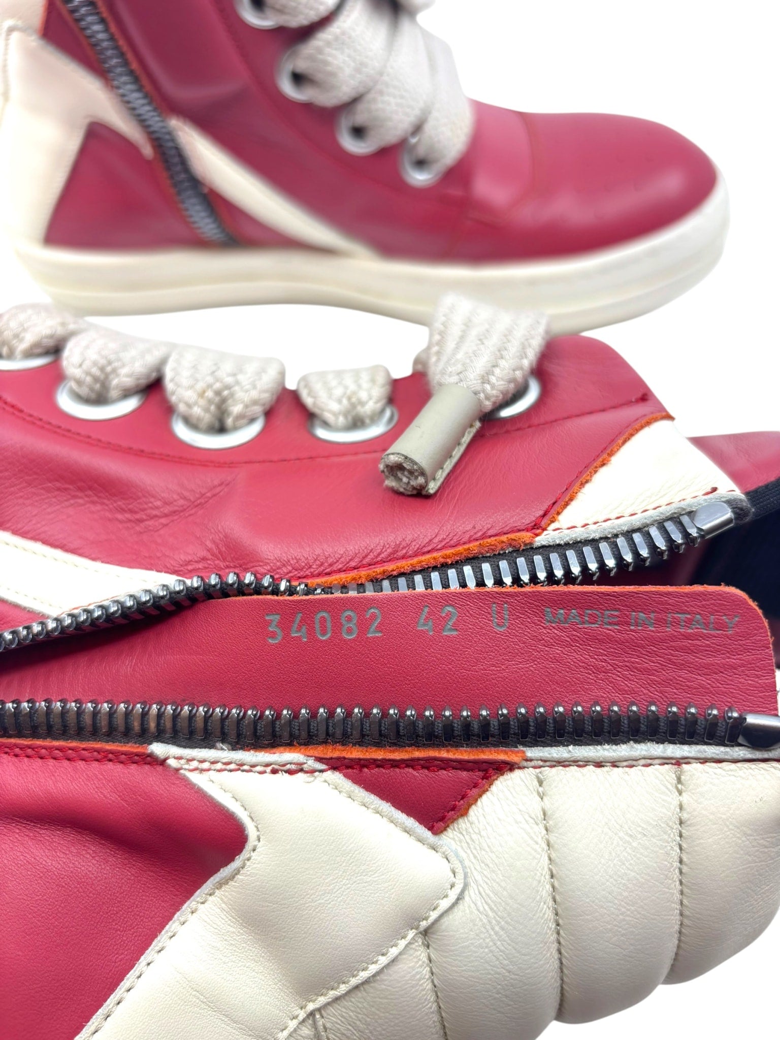 Rick Owens Geobasket Jumbo Lace High Carnelian Milk No Insole