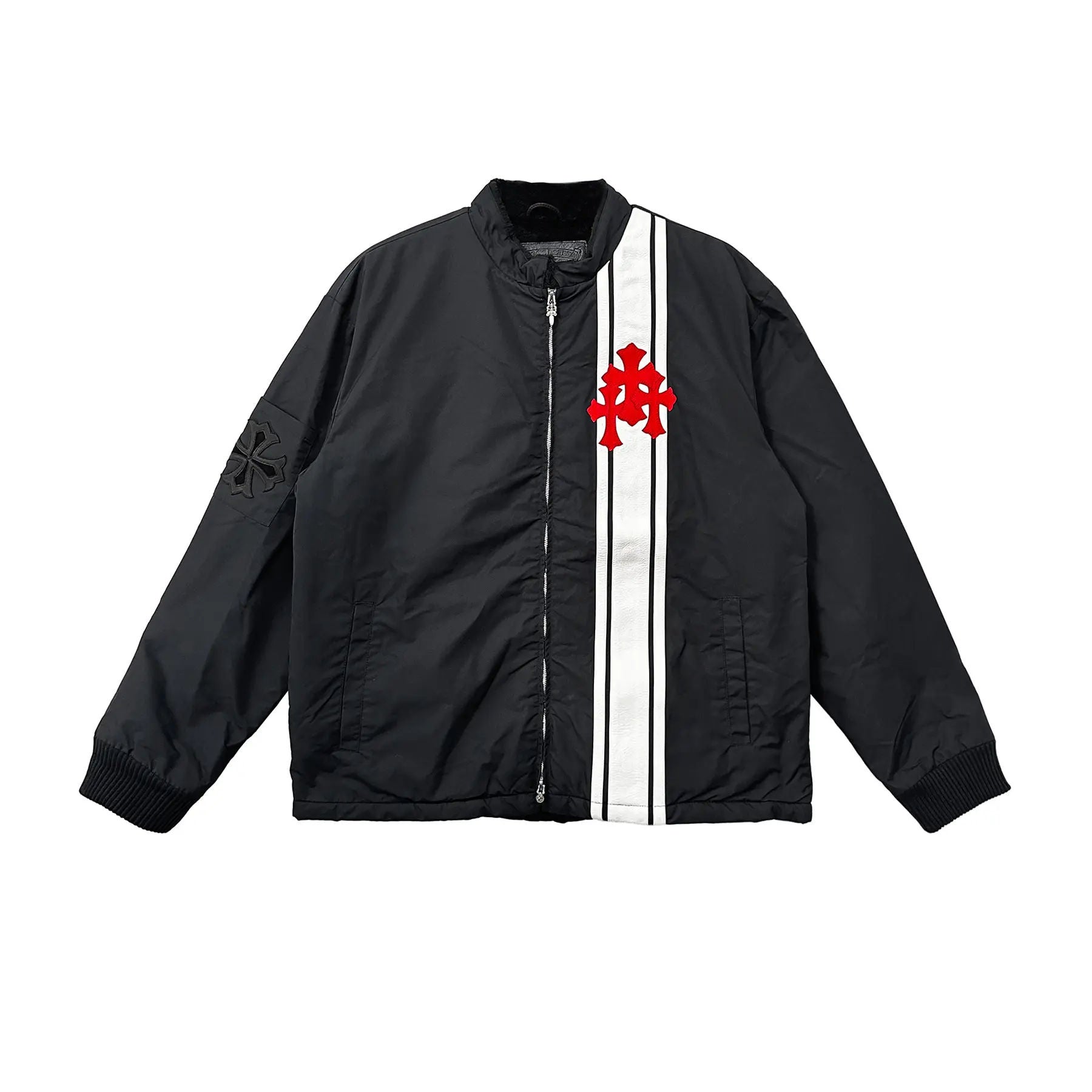 Chrome Hearts Faux Fur Lined Triple Cross Patch Jacket