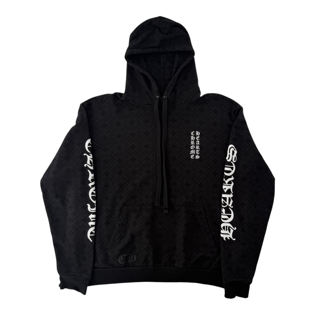 Chrome Hearts Monogram Vertical Logo Hoodie Black