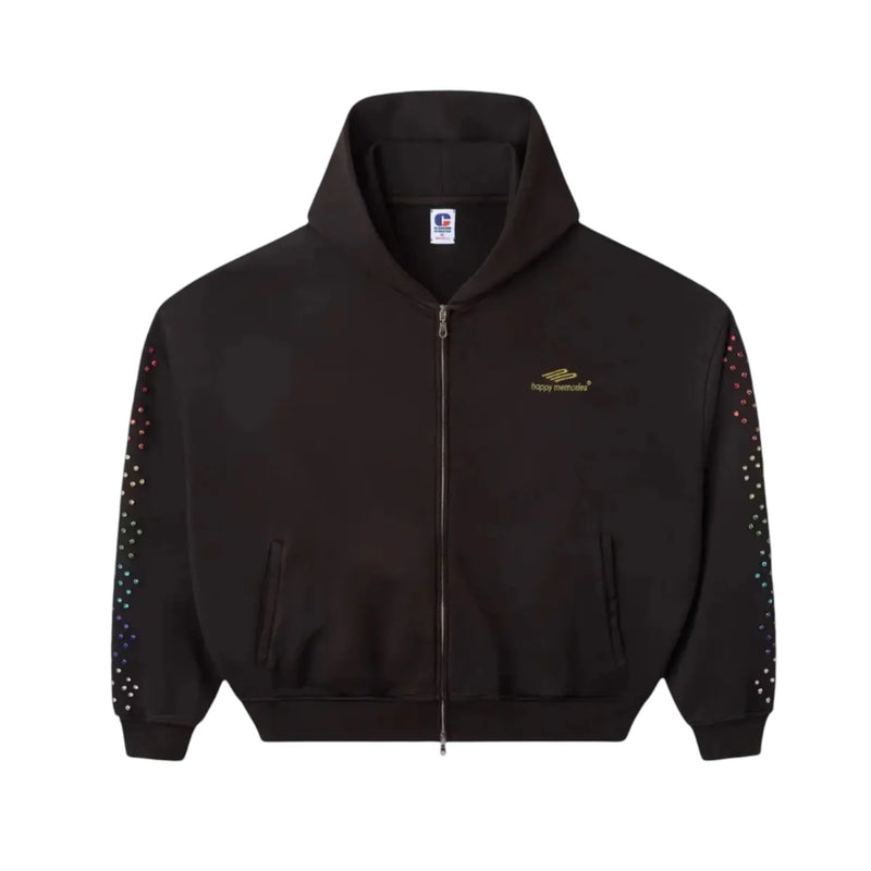 HMDD Rainbow Crystal Zip-Up Hoodie Black
