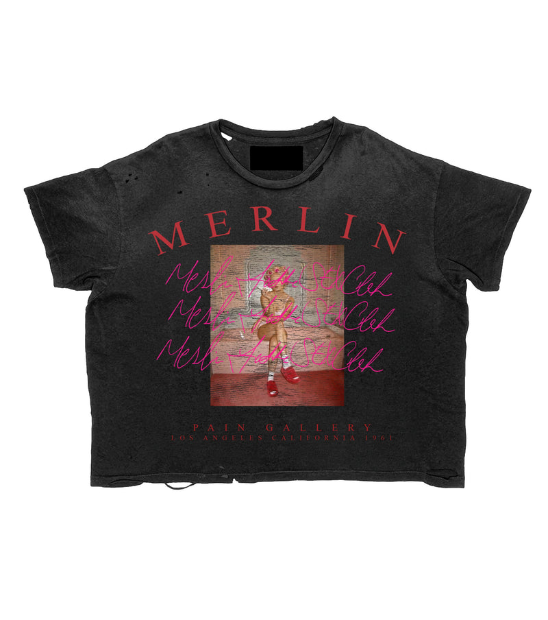 Merlin Ladies In Pink Tee Black