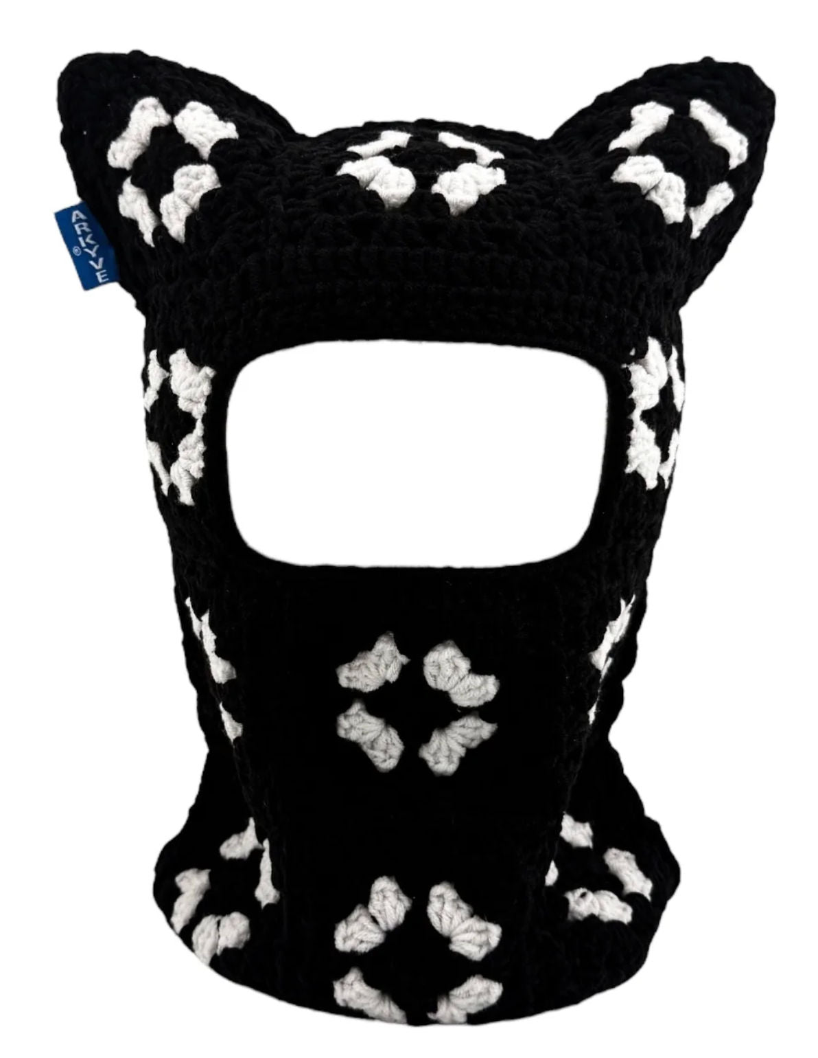Arkyve Obsidian Crochet Ski Mask Black White