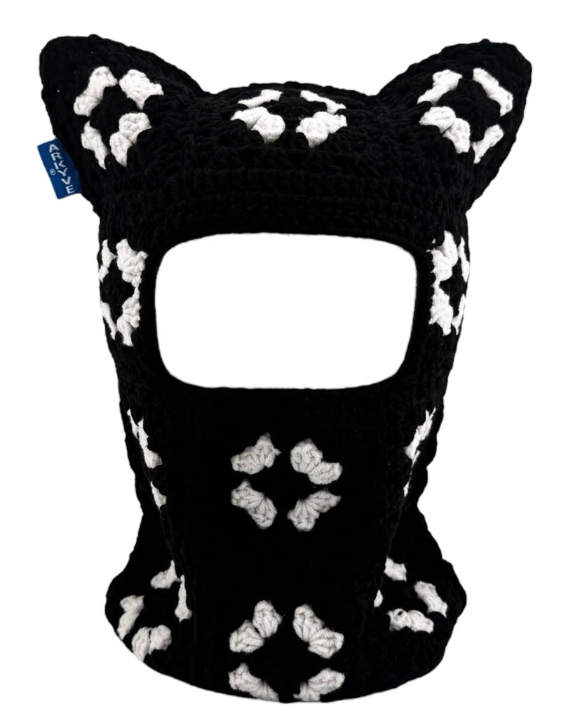 Arkyve Obsidian Crochet Ski Mask Black White