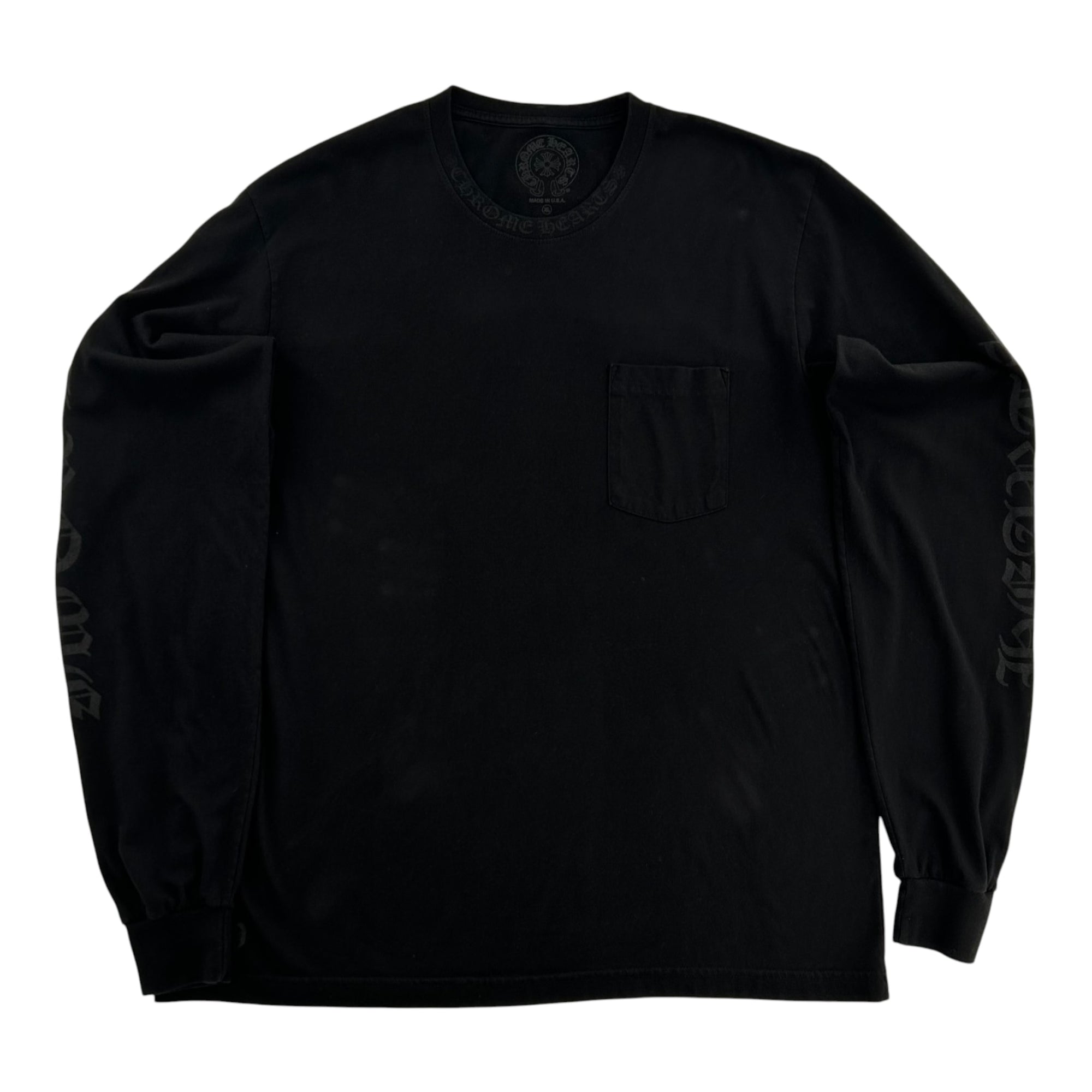 Chrome Hearts Black Neck Logo Longsleeve T-Shirt