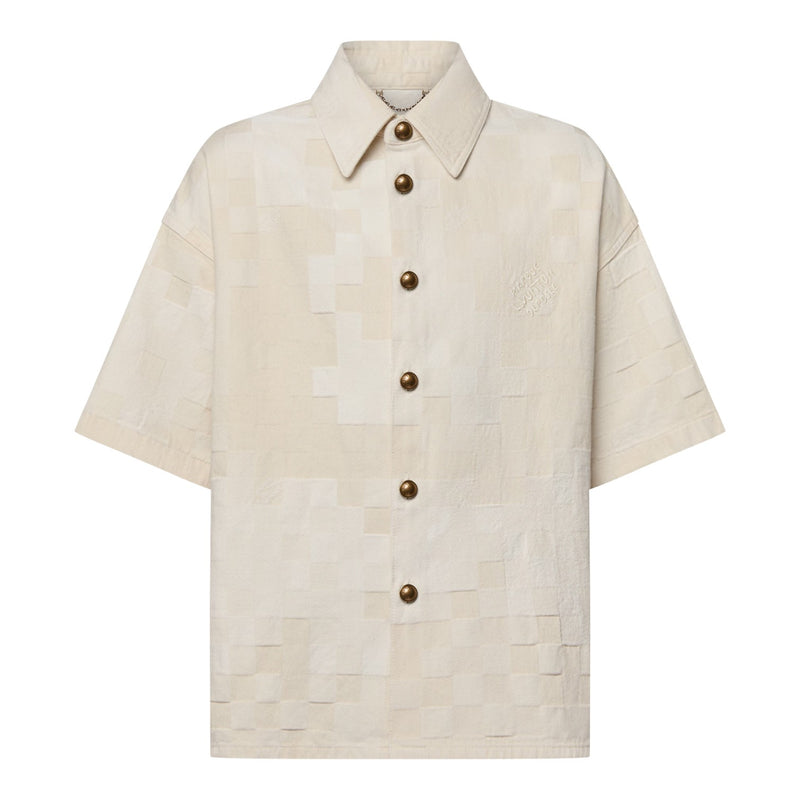Louis Vuitton Damier Short-Sleeved Denim Shirt Biege