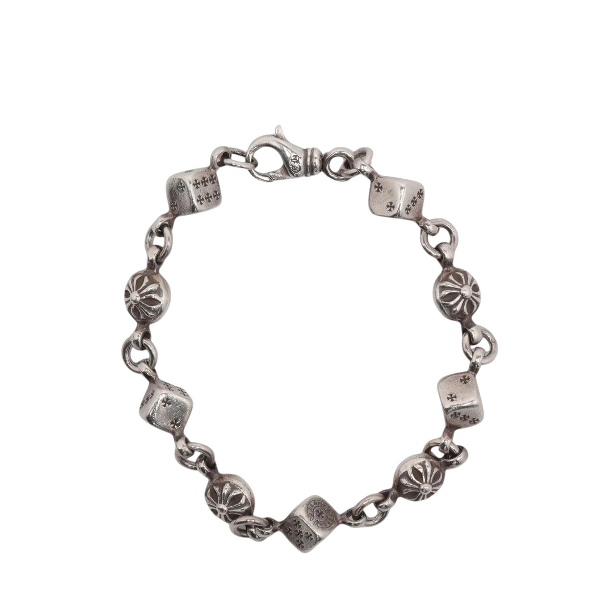Chrome Hearts Dice and Plus Ball Bracelet Silver