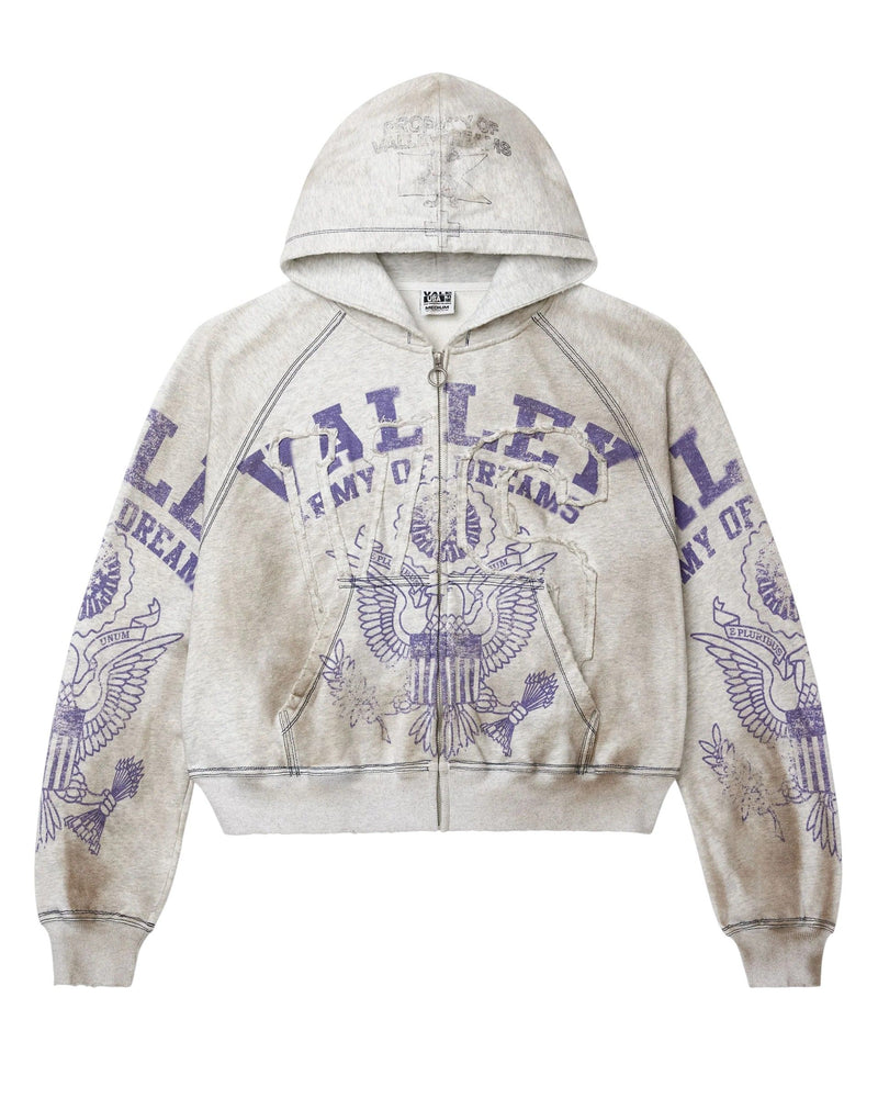 Vale Forever Army Zip Up Hoodie Grey