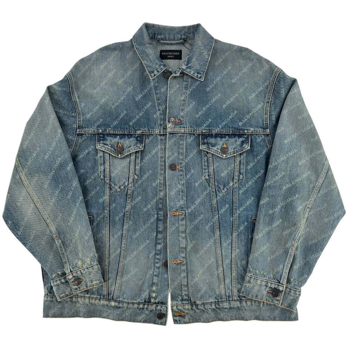 Balenciaga Logo Print Denim Jacket