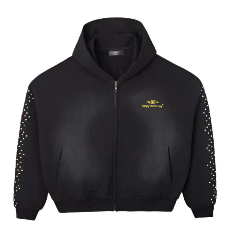 HMDD Crystal Zip Up Hoodie Black