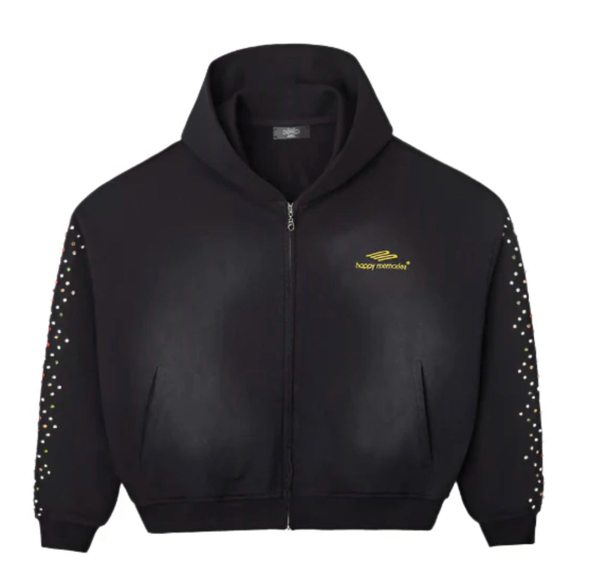 HMDD Crystal Zip Up Hoodie Black