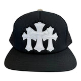 Chrome Hearts Triple Cross Patch Trucker Hat Black White