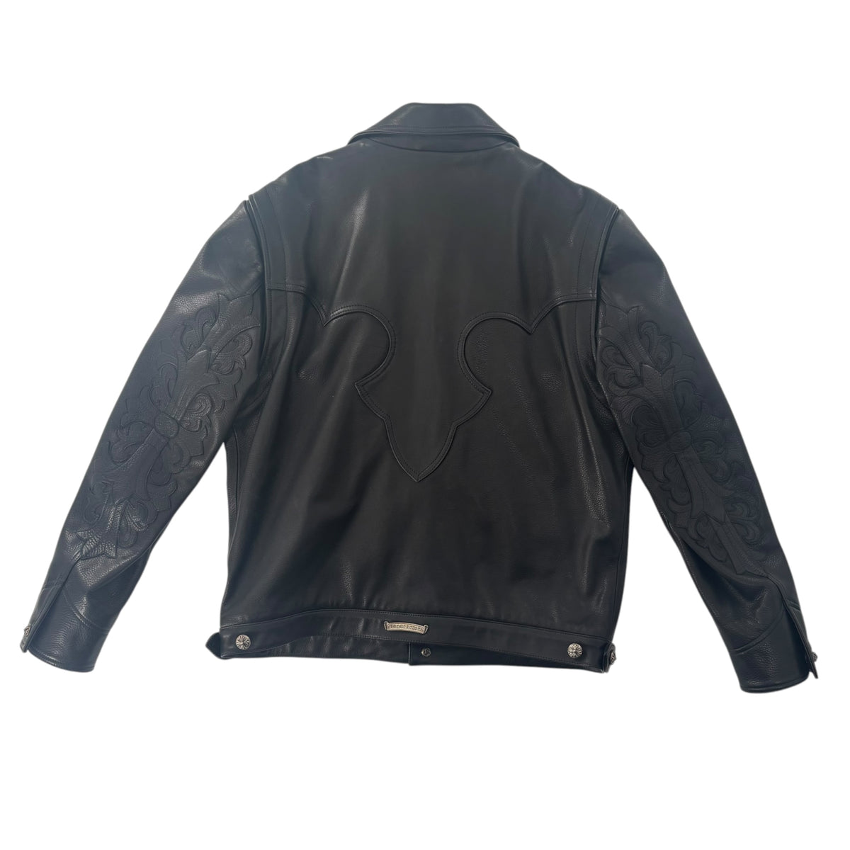Chrome Hearts Floral Cross Patch Western Leather Jacket Black
