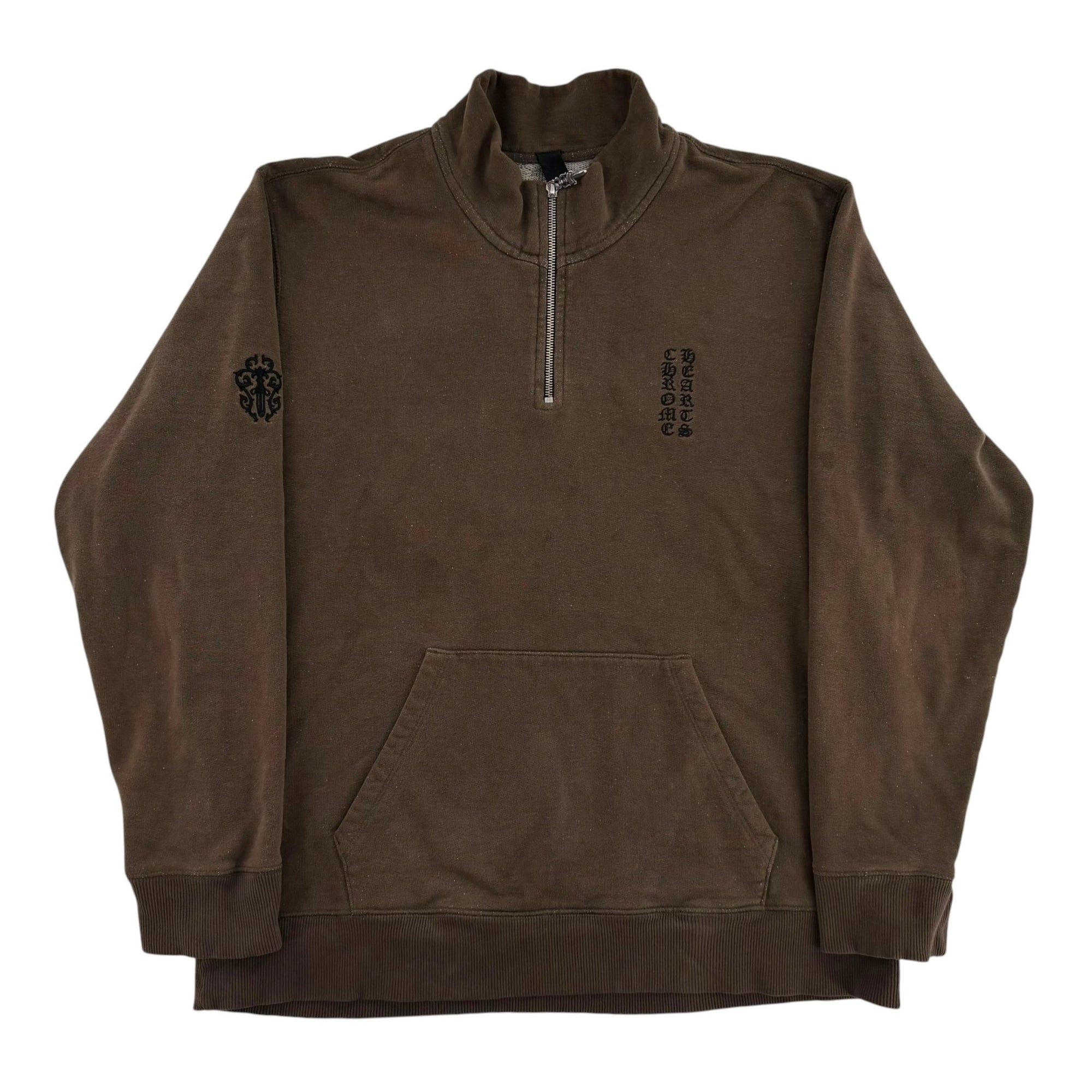 Chrome Hearts Logo Embroidered Half-Zip Sweatshirt Brown