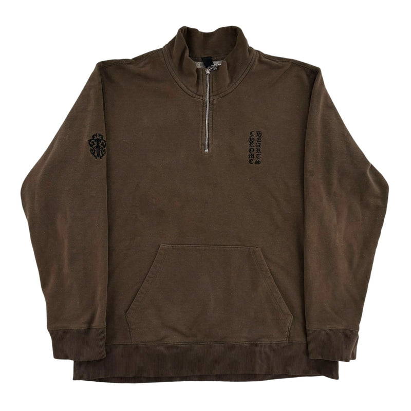 Chrome Hearts Logo Embroidered Half-Zip Sweatshirt Brown