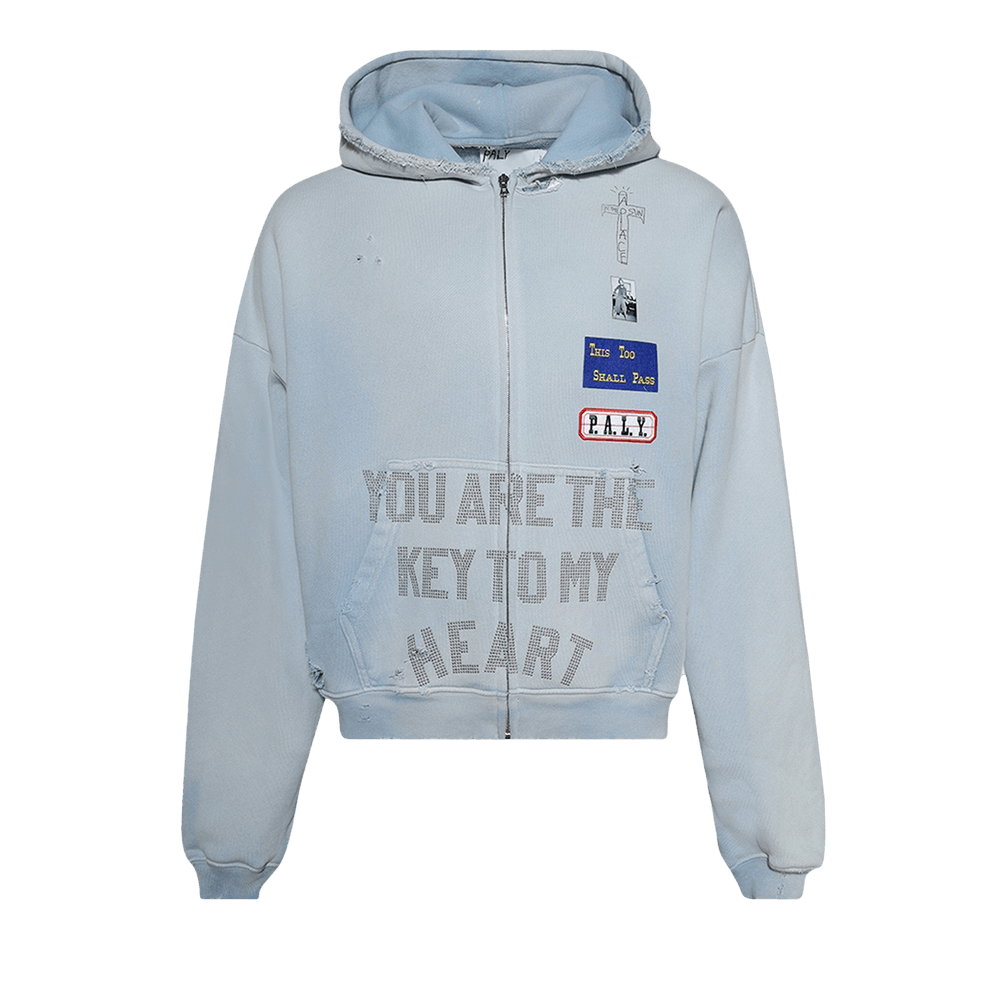 Paly Zanucks Zip Hooded Sweatshirt Baby Blue