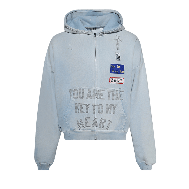 Paly Zanucks Zip Hooded Sweatshirt Baby Blue