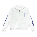 Chrome Hearts Vertical Logo Zip Hoodie White Blue