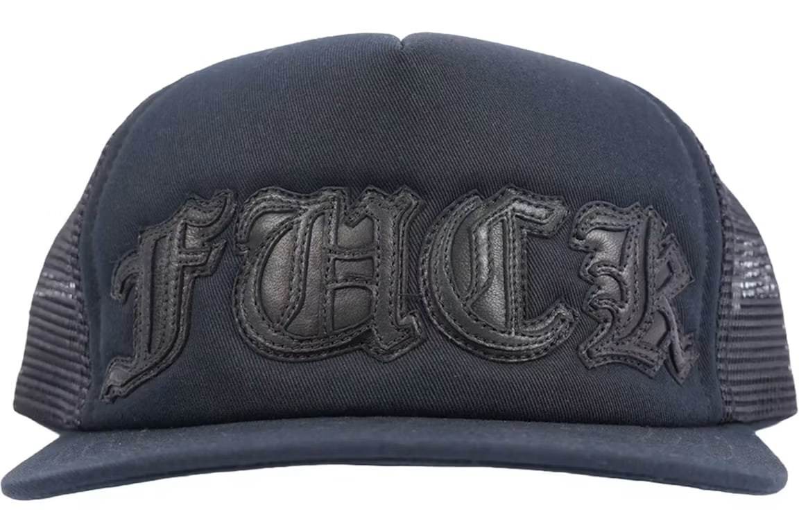 Chrome Hearts FUCK Letter Patch Trucker Cap Black