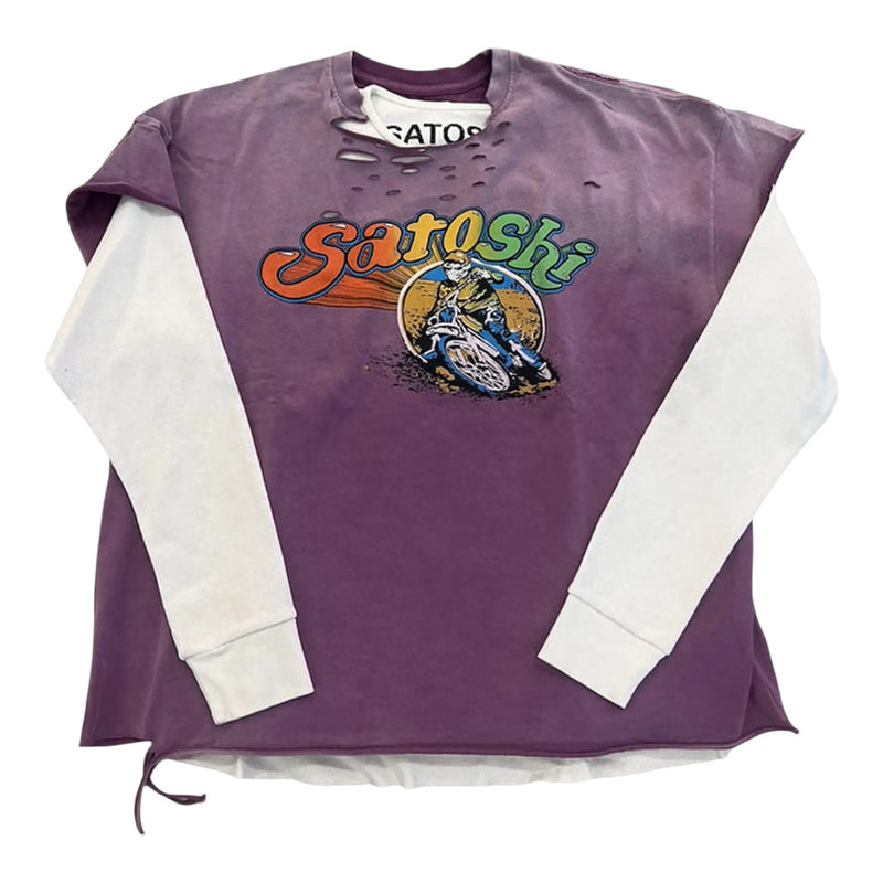 Satoshi Nakamoto 1977 Dirtbike Thermal Tee Washed Purple