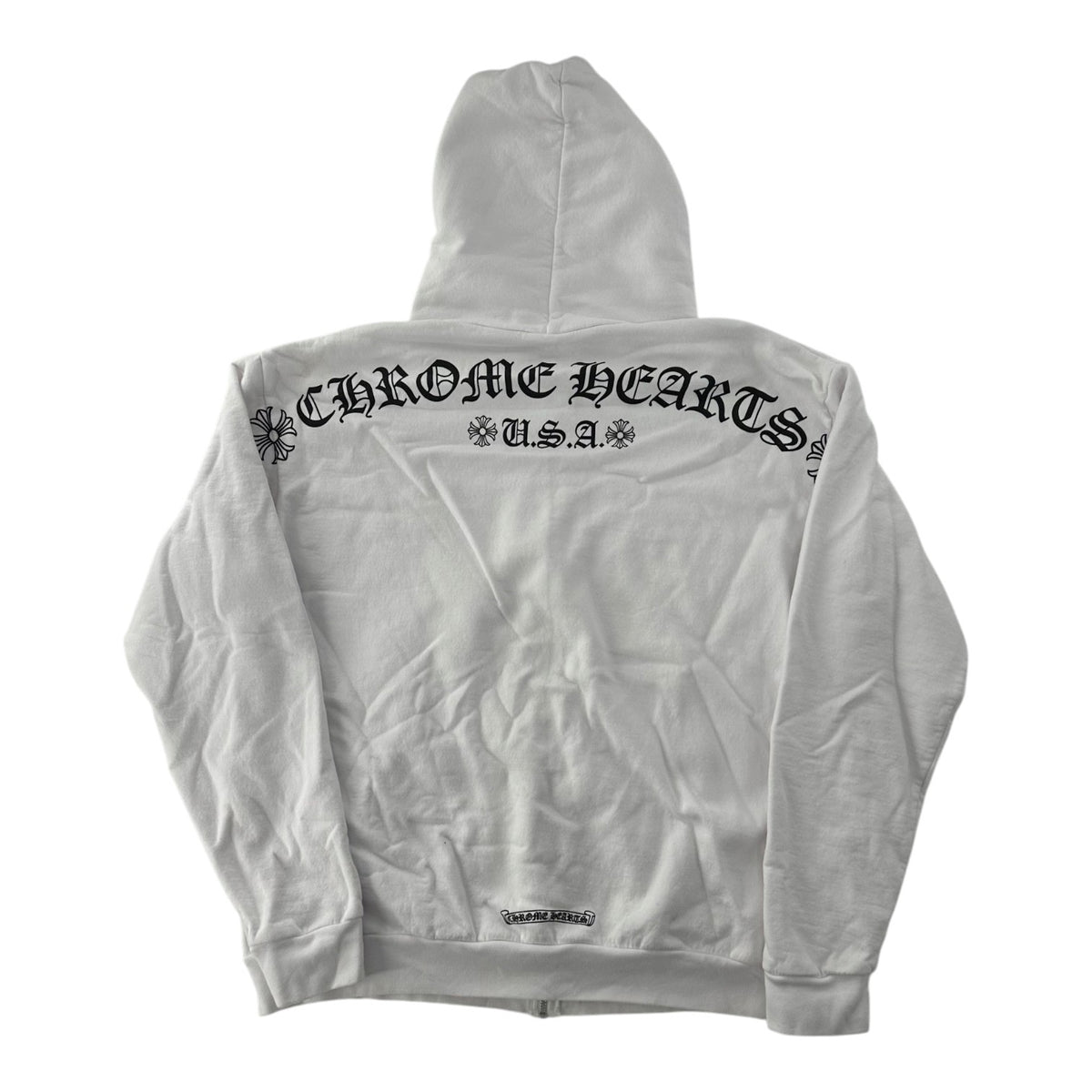Chrome Hearts T-Bar Logo Zip Up Hoodie White