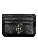 Chrome Hearts Silver Cross Leather Cardholder Black