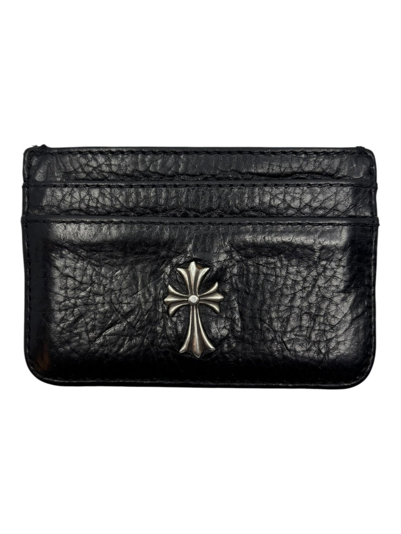 Chrome Hearts Silver Cross Leather Cardholder Black