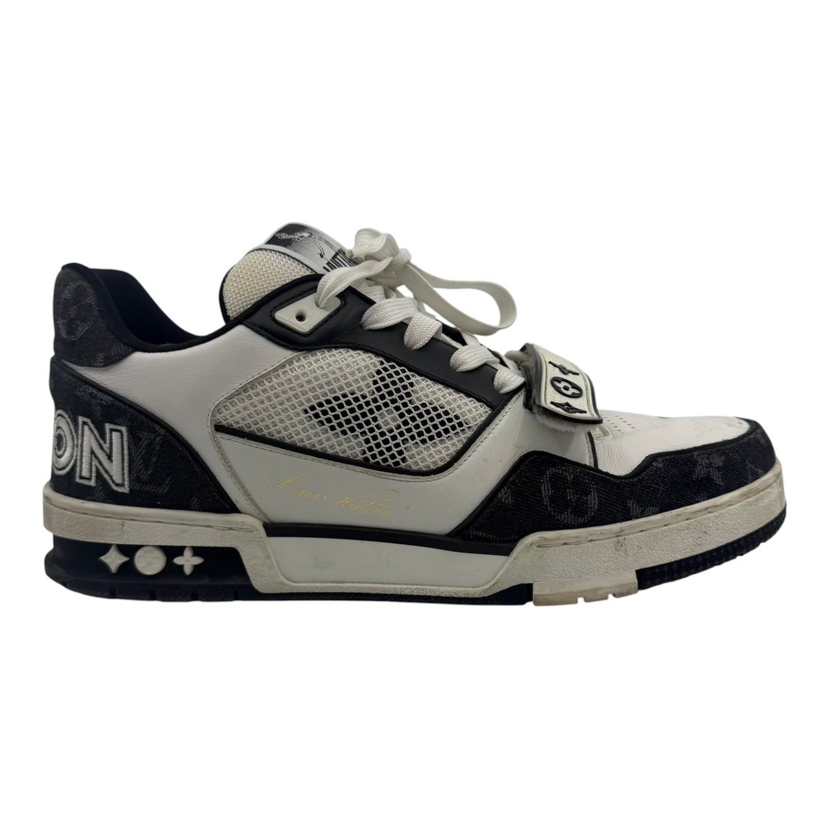 Louis Vuitton Trainer Low Velcro Strap Black Monogram Denim