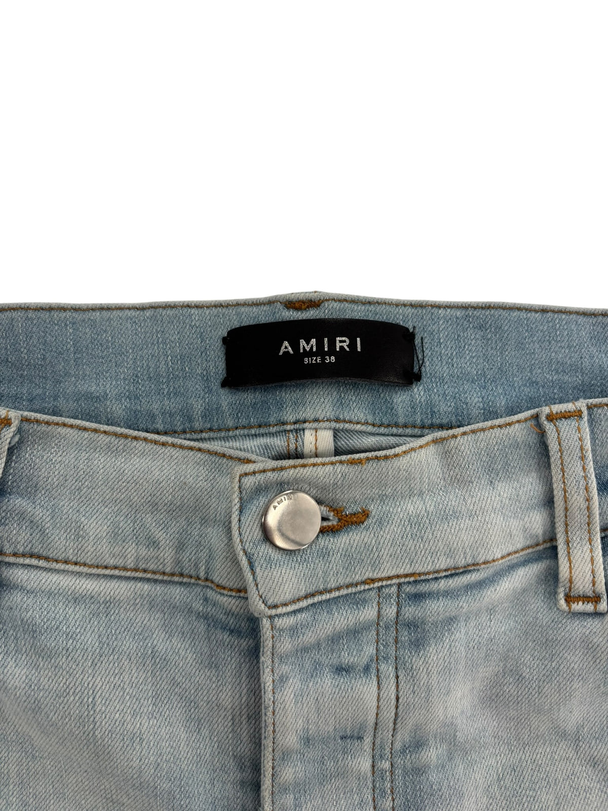 Amiri Embroidered Logo Distressed Jeans Lightwash