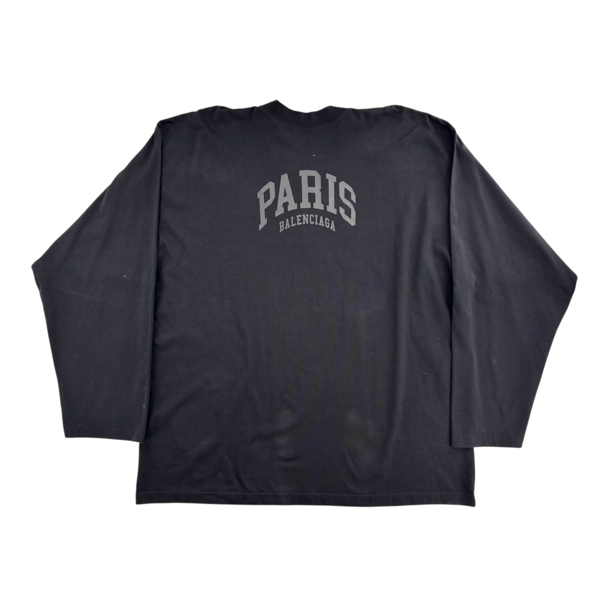 Balenciaga Men's Oversized Cities Paris Long Sleeve T-Shirt