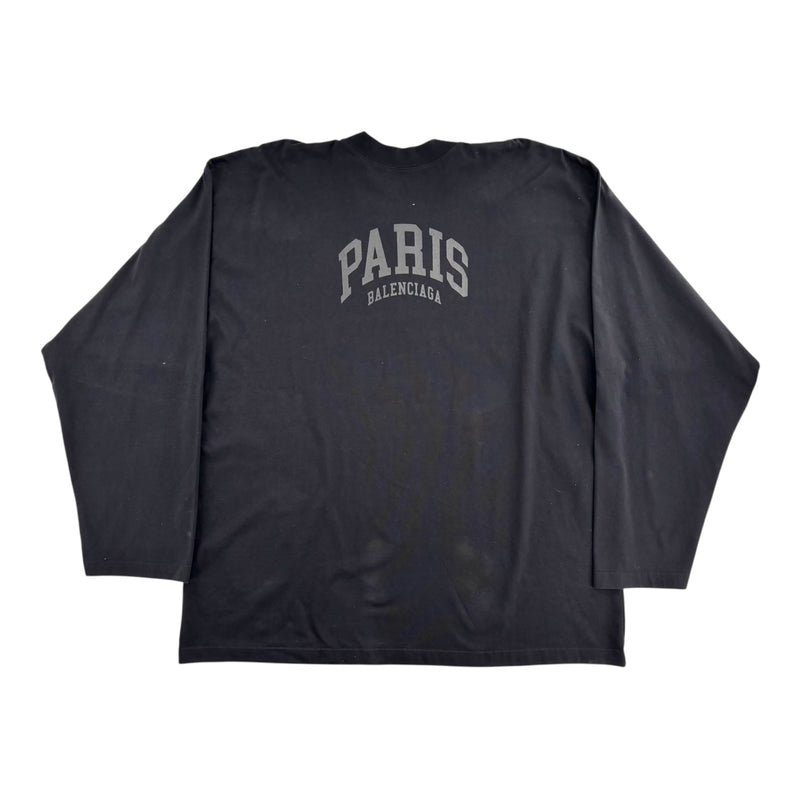 Balenciaga Men's Oversized Cities Paris Long Sleeve T-Shirt