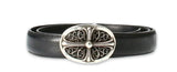 Chrome Hearts Silver Oval Cross Buckle & Belt Strap Black Accessory