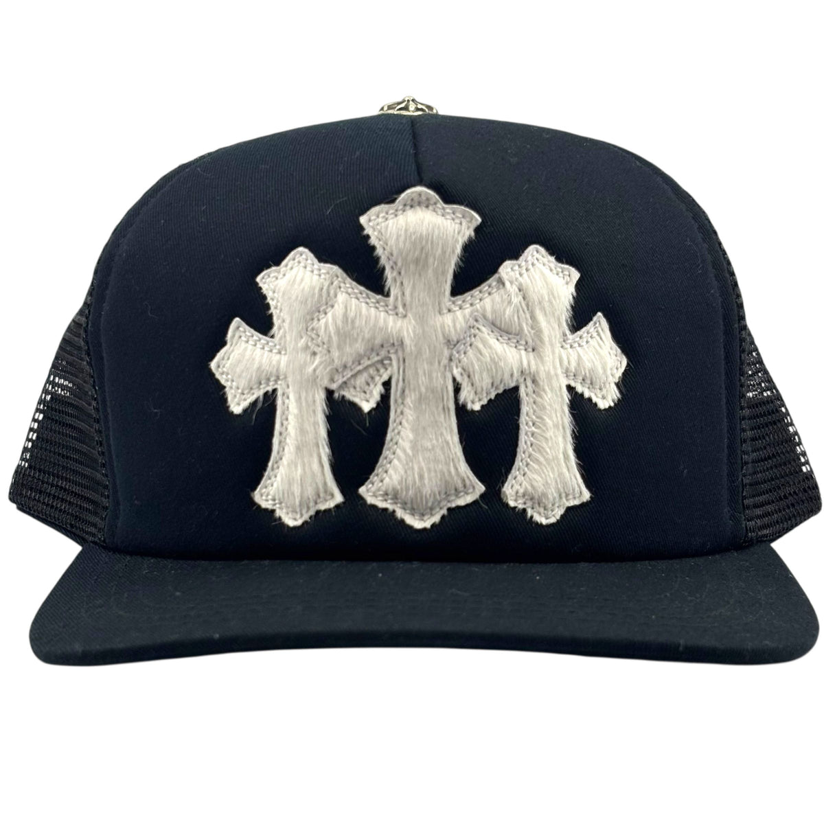 Chrome Hearts Pony Hair Cemetery Cross Patch Trucker Hat