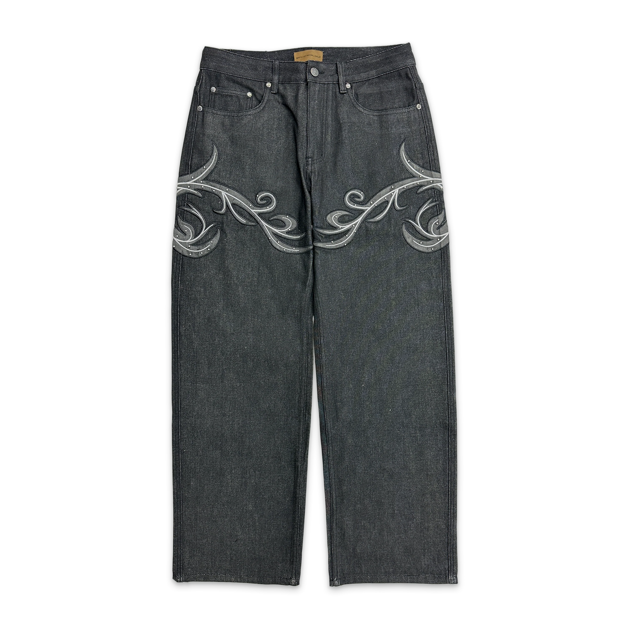 Birth of Royal Child Leather Patch Vine Denim Black