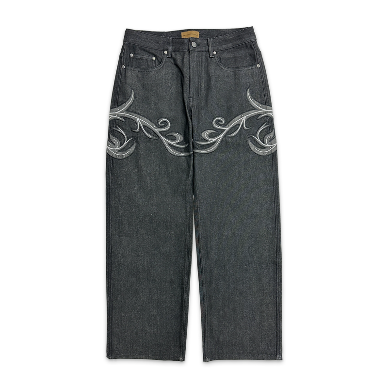 Birth of Royal Child Leather Patch Vine Denim Black