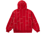 Supreme Faux Shearling Zip Up Hooded Sweatshirt Red