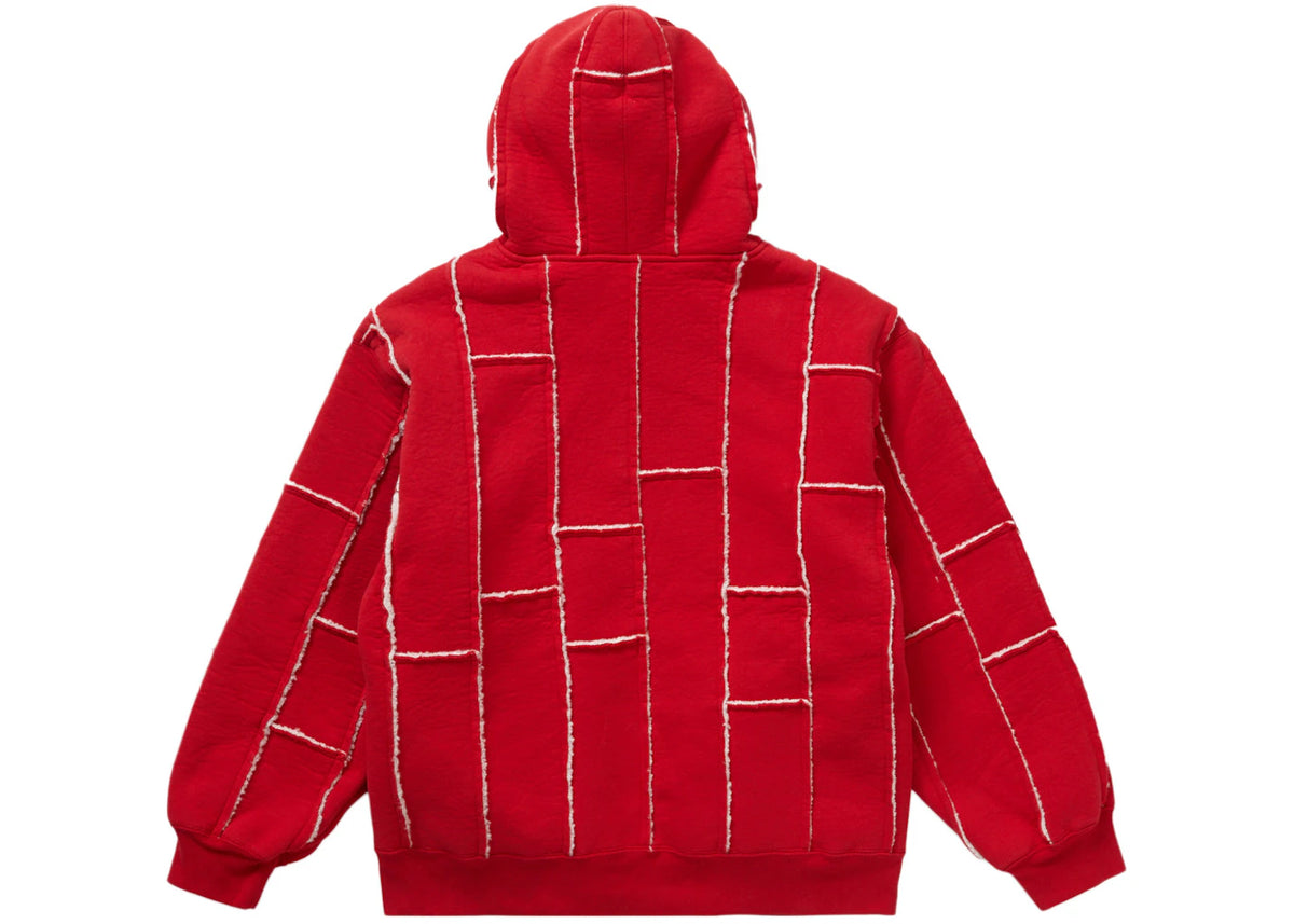 Supreme Faux Shearling Zip Up Hooded Sweatshirt Red