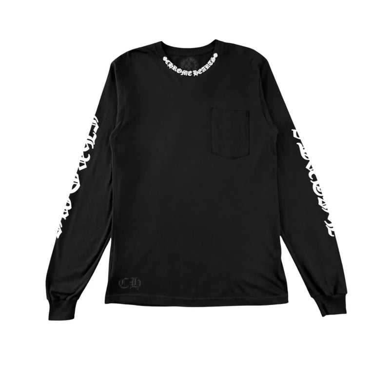 Chrome Hearts Neck Logo Pocket Long-Sleeve Tee 'Black/White'