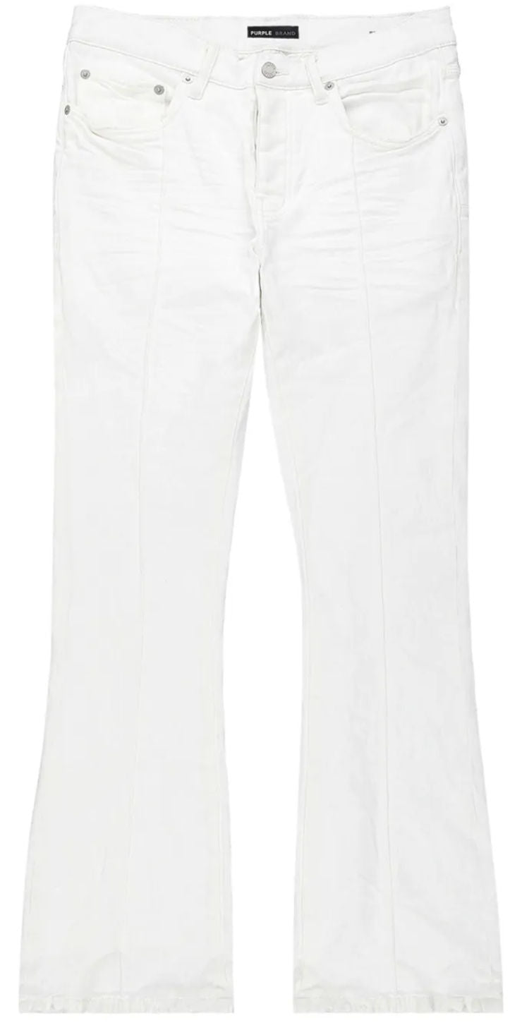 Purple Stretch Flare Jeans White