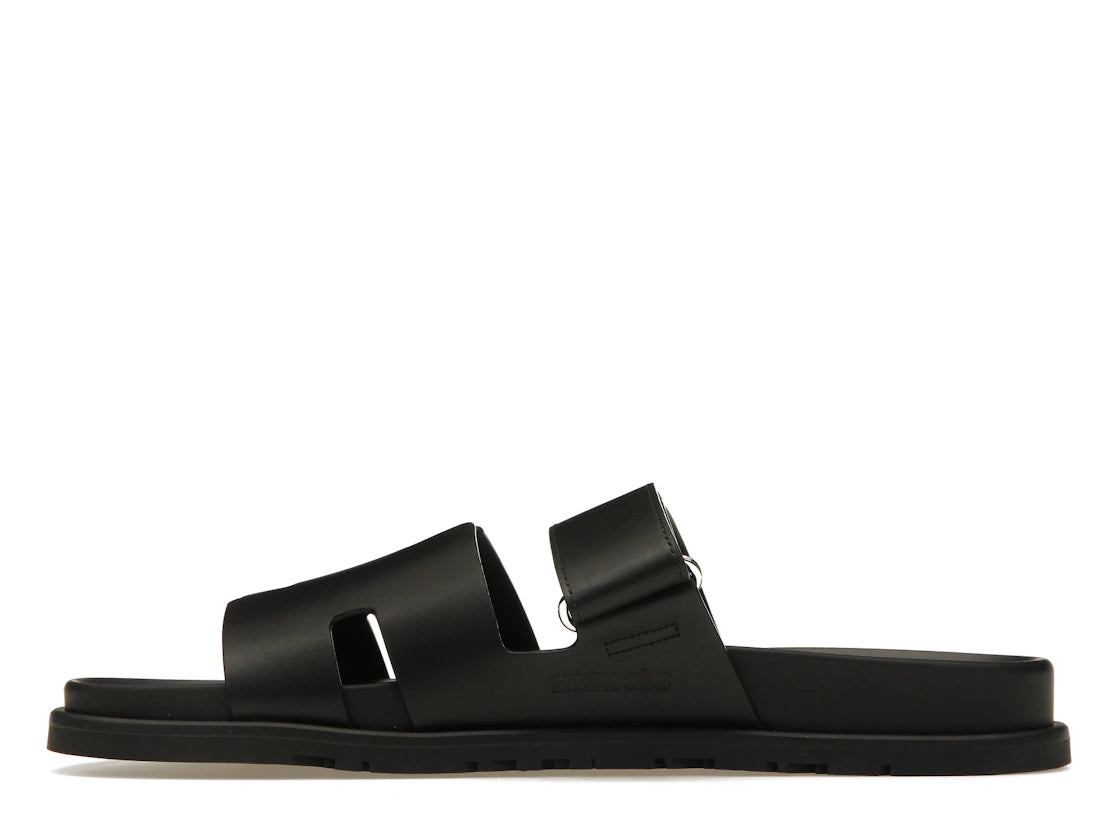 Hermes Chypre Sandal Noir Calfskin Leather (M)